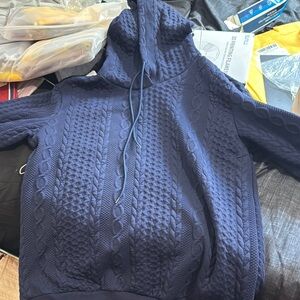 Men's Navy Blue Cable Knit Sweater